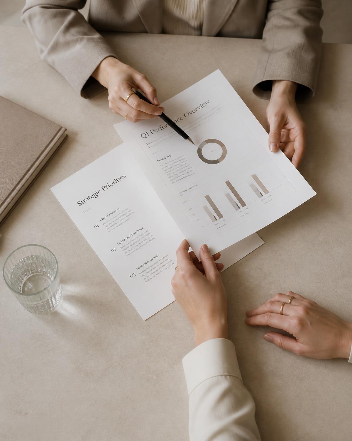 Deux professionnels examinant des documents de travail